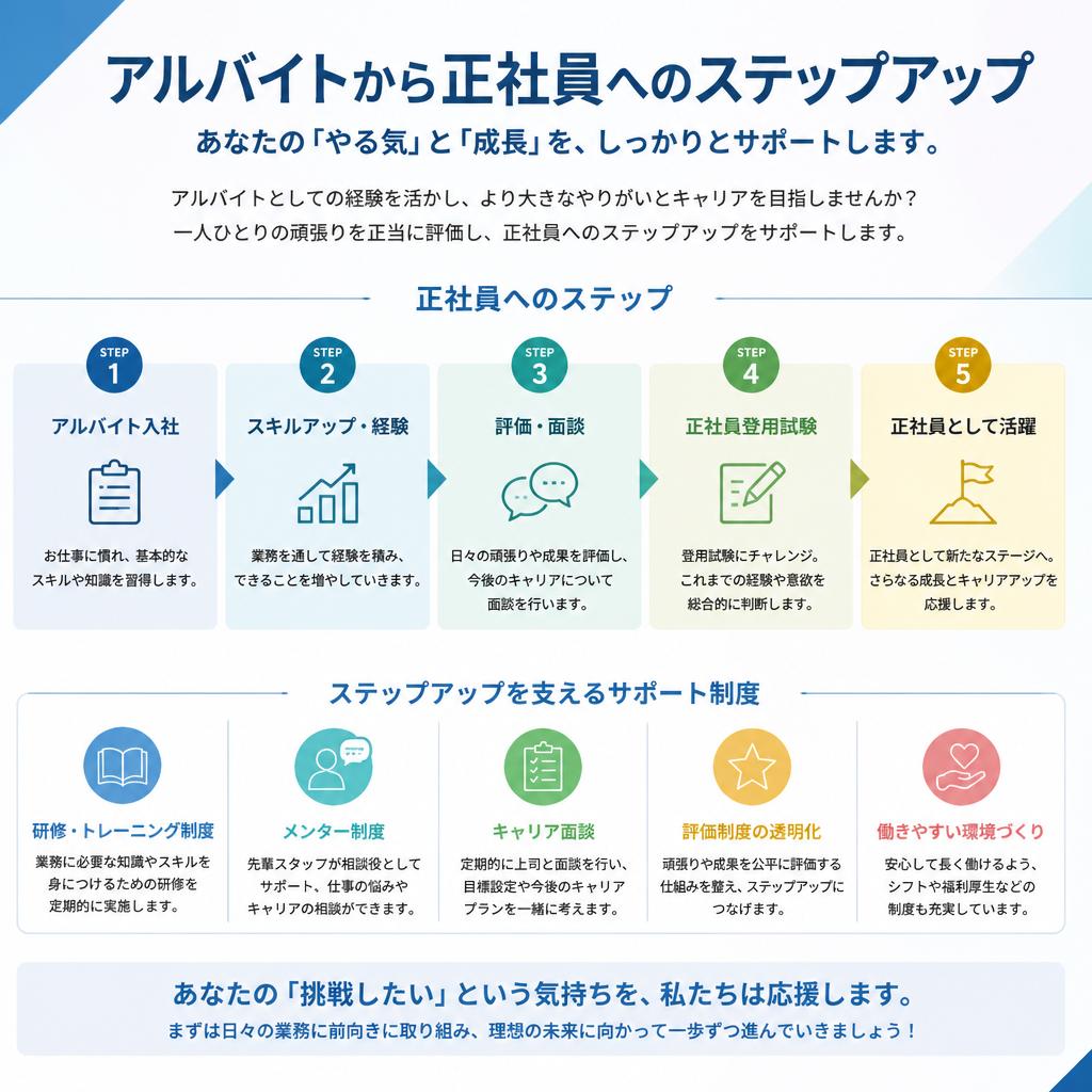 正社員登用のチャンスが豊富